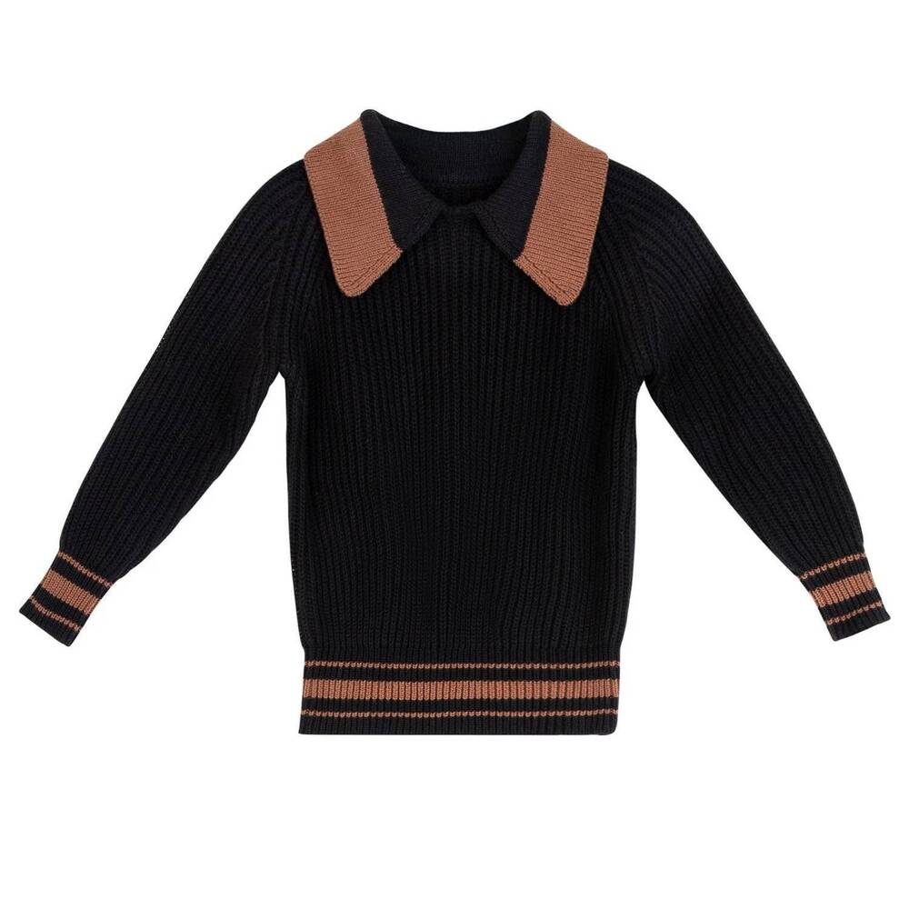 NEW SWEET THREADS girls hallie sweater in black/brown